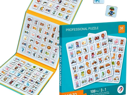 Carte magnetică 3 în 1, joc de memorie și asociere, 108 piese - Bebeboo - Totul pentru copii. Jucării, Hăinuțe, Perne, Mobilier, Textile