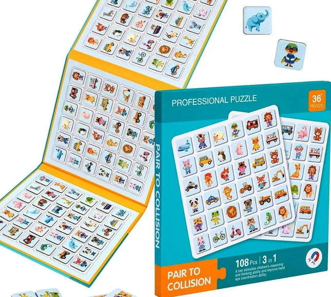 Carte magnetică 3 în 1, joc de memorie și asociere, 108 piese - Bebeboo - Totul pentru copii. Jucării, Hăinuțe, Perne, Mobilier, Textile
