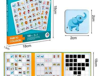 Carte magnetică 3 în 1, joc de memorie și asociere, 108 piese - Bebeboo - Totul pentru copii. Jucării, Hăinuțe, Perne, Mobilier, Textile
