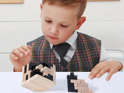 Cub puzzle din lemn, Tetris - Bebeboo - Totul pentru copii. Jucării, Hăinuțe, Perne, Mobilier, Textile