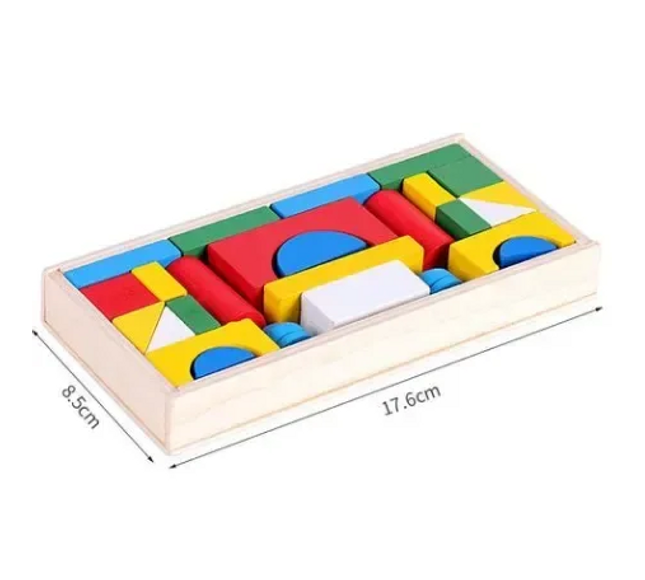 Set Cuburi din Lemn – 26 Piese | Joc de Construcție Montessori - Bebeboo - Totul pentru copii. Jucării, Hăinuțe, Perne, Mobilier, Textile
