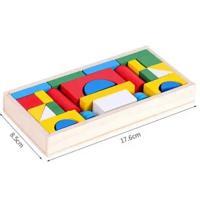 Set Cuburi din Lemn – 26 Piese | Joc de Construcție Montessori - Bebeboo - Totul pentru copii. Jucării, Hăinuțe, Perne, Mobilier, Textile