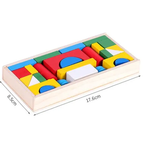 Set Cuburi din Lemn – 26 Piese | Joc de Construcție Montessori