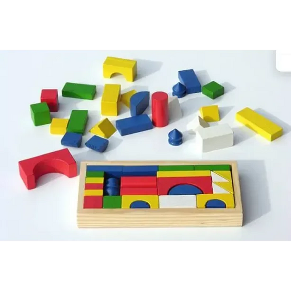 Set Cuburi din Lemn – 26 Piese | Joc de Construcție Montessori - Bebeboo - Totul pentru copii. Jucării, Hăinuțe, Perne, Mobilier, Textile