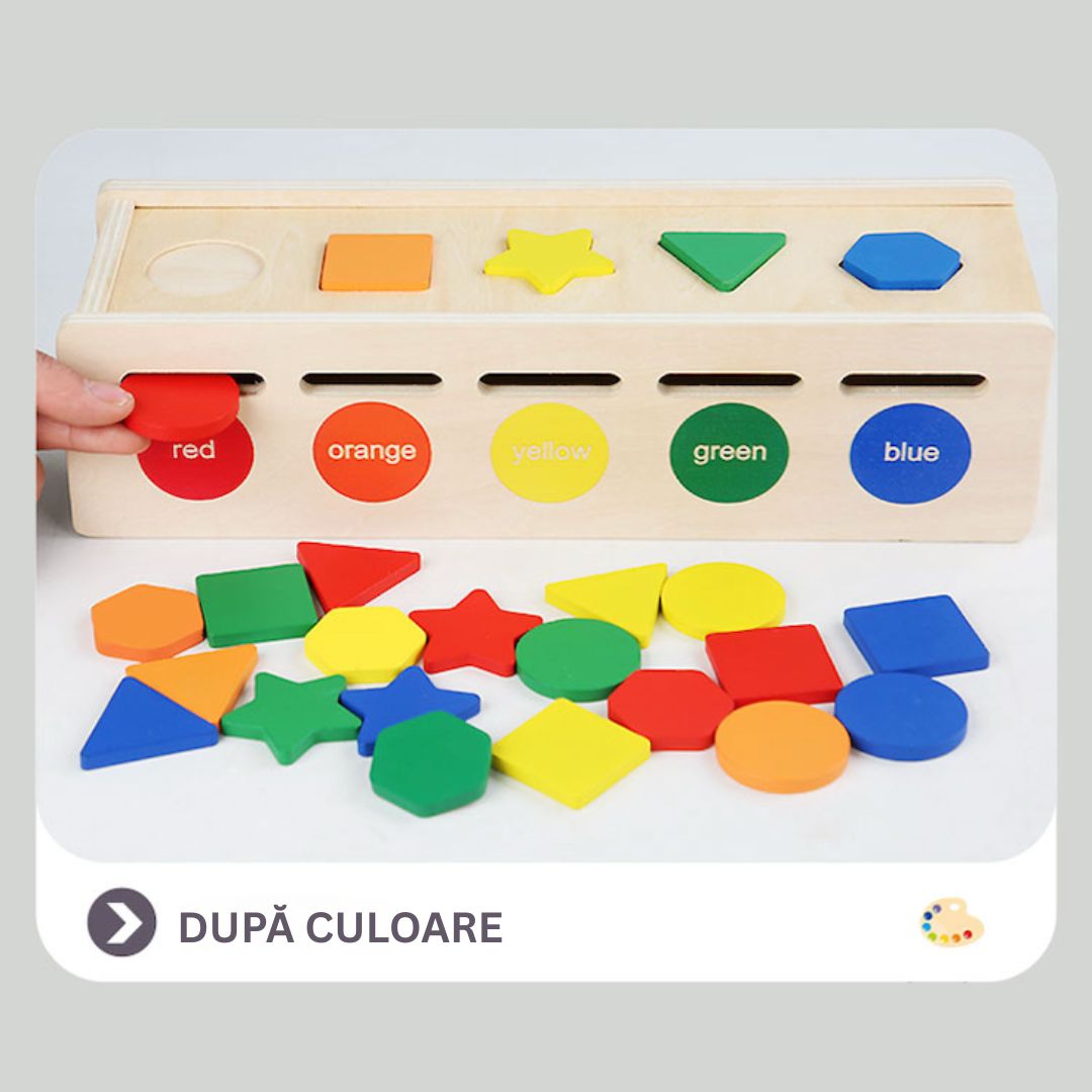 Cutie de sortare 2 în 1 din lemn, forme și culori