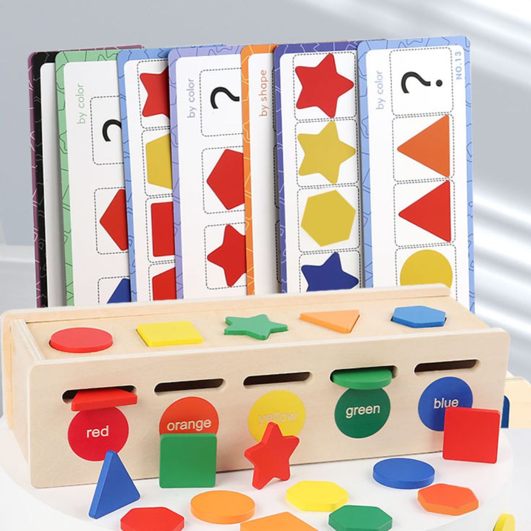 Cutie de sortare 2 în 1 din lemn, forme și culori