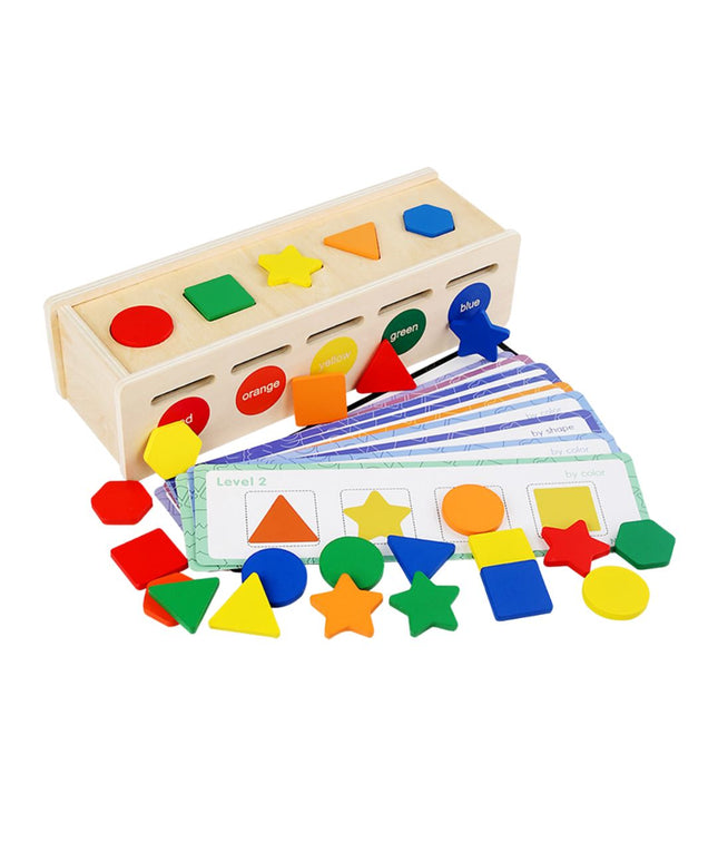 Cutie de sortare 2 în 1 din lemn, forme și culori