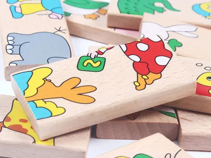 Domino din lemn cu animale colorate - Bebeboo - Totul pentru copii. Jucării, Hăinuțe, Perne, Mobilier, Textile
