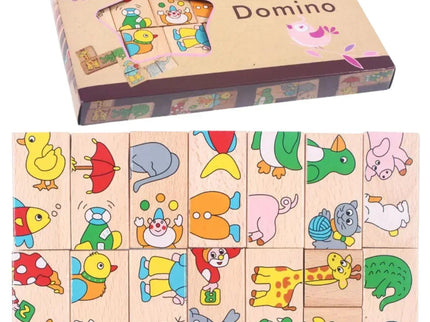 Domino din lemn cu animale colorate - Bebeboo - Totul pentru copii. Jucării, Hăinuțe, Perne, Mobilier, Textile