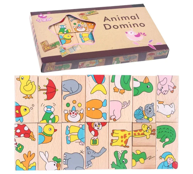 Domino din lemn cu animale colorate - Bebeboo - Totul pentru copii. Jucării, Hăinuțe, Perne, Mobilier, Textile