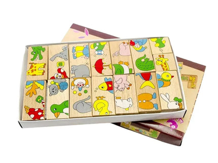Domino din lemn cu animale colorate - Bebeboo - Totul pentru copii. Jucării, Hăinuțe, Perne, Mobilier, Textile