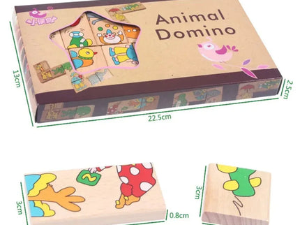 Domino din lemn cu animale colorate - Bebeboo - Totul pentru copii. Jucării, Hăinuțe, Perne, Mobilier, Textile