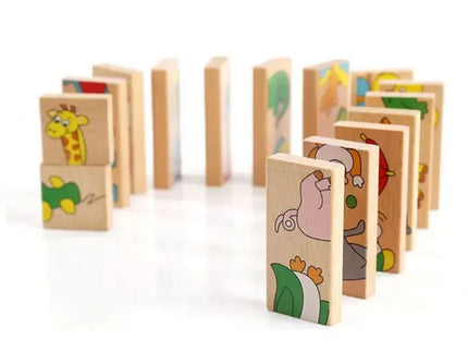 Domino din lemn cu animale colorate - Bebeboo - Totul pentru copii. Jucării, Hăinuțe, Perne, Mobilier, Textile