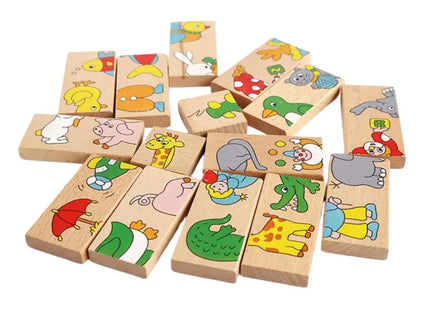 Domino din lemn cu animale colorate - Bebeboo - Totul pentru copii. Jucării, Hăinuțe, Perne, Mobilier, Textile