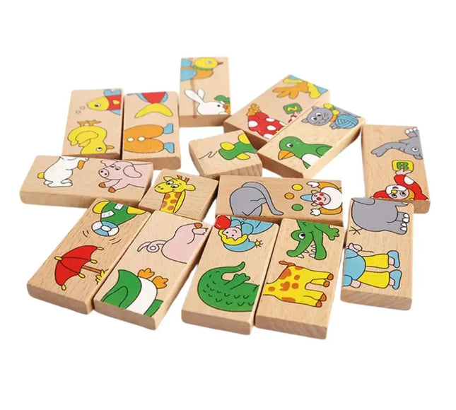 Domino din lemn cu animale colorate - Bebeboo - Totul pentru copii. Jucării, Hăinuțe, Perne, Mobilier, Textile