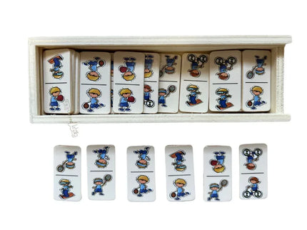 Domino din lemn, 5 tematici, 28 de piese - Bebeboo - Totul pentru copii. Jucării, Hăinuțe, Perne, Mobilier, Textile