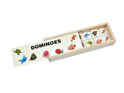 Domino din lemn, 5 tematici, 28 de piese - Bebeboo - Totul pentru copii. Jucării, Hăinuțe, Perne, Mobilier, Textile