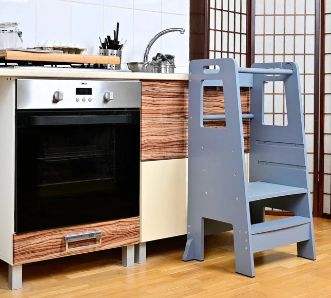 Turn de Invatare pentru Copii - Inaltator de tip Learning Tower cu Treapta de urcare antiderapanta si Balustrade de Protectie - Bebeboo - Totul pentru copii. Jucării, Hăinuțe, Perne, Mobilier, Textile