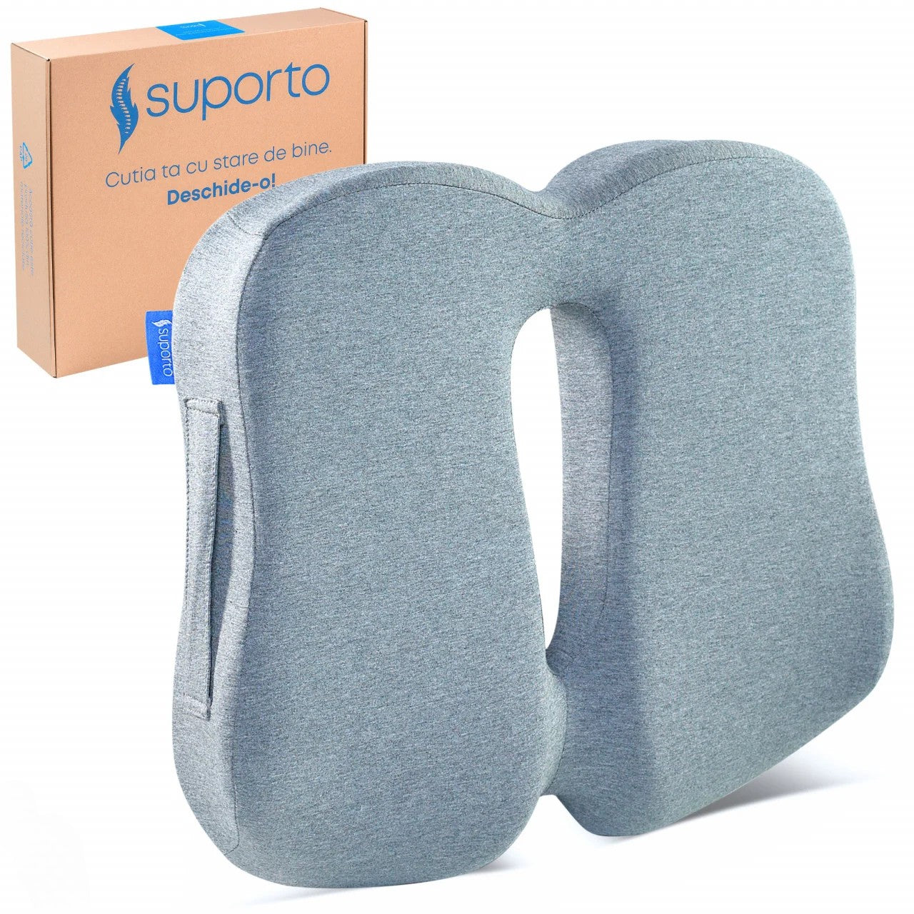 Perna de șezut pentru gravide | Perna Ortopedica de Sezut Slim pentru scaun de birou sau masina, din spuma cu memorie, cu suport pentru Coccis, Gri