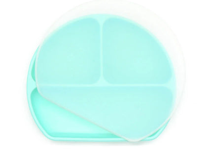 Farfurie diversificare bebelusi, cu capac - Mint, silicon, 6 luni+