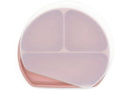 Farfurie diversificare bebelusi, cu capac - Rose Pink, silicon, 6 luni+