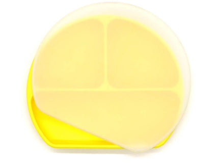 Farfurie diversificare bebelusi, cu capac - Bright Yellow, silicon, 6 luni+