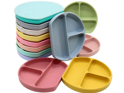 Farfurie diversificare bebelusi, cu capac - Bright Yellow, silicon, 6 luni+