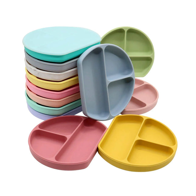 Farfurie diversificare bebelusi, cu capac - Bright Yellow, silicon, 6 luni+