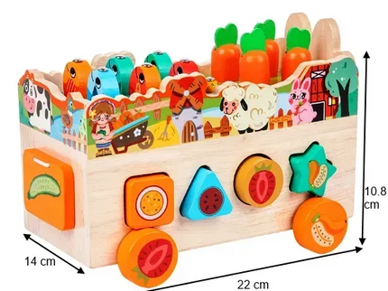 Mașinuță Interactivă din Lemn – Fermă Montessori cu 8 Activități Educaționale - Bebeboo - Totul pentru copii. Jucării, Hăinuțe, Perne, Mobilier, Textile