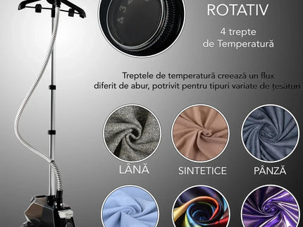 Statie de calcat profesionala pentru hainele delicate ale copiilor. Fier de Calcat Vertical cu aburi, Steamer model R3 de 2200W cu 4 trepte de putere. Rezervor aparat 3L, pentru 65 min de lucru, 45g/min abur continuu. - Bebeboo - Totul pentru copii. Jucării, Hăinuțe, Perne, Mobilier, Textile