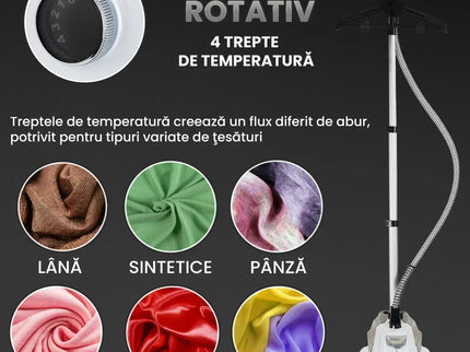 Fier de Călcat Vertical cu Aburi – Igienizare și Netezire Rapidă, 2200W. Steamer model R3 cu 4 trepte de putere. Rezervor aparat 3L, pentru 65 min de lucru, 45g/min abur continuu, Alb - Bebeboo - Totul pentru copii. Jucării, Hăinuțe, Perne, Mobilier, Textile