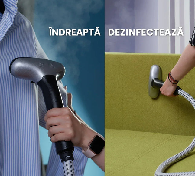 Fier de Călcat Vertical cu Aburi – Igienizare și Netezire Rapidă, 2200W. Steamer model R3 cu 4 trepte de putere. Rezervor aparat 3L, pentru 65 min de lucru, 45g/min abur continuu, Alb - Bebeboo - Totul pentru copii. Jucării, Hăinuțe, Perne, Mobilier, Textile