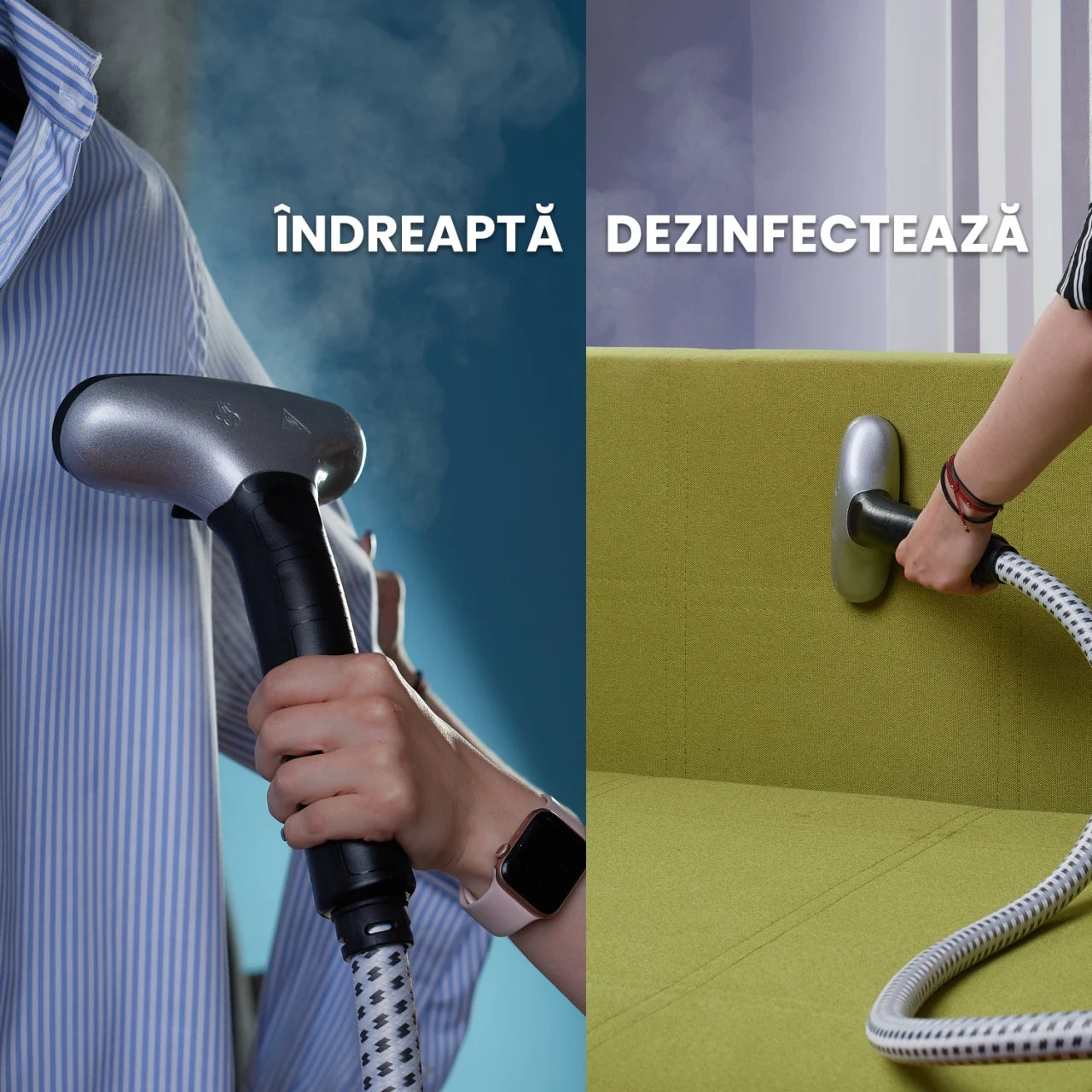 Fier de Călcat Vertical cu Aburi – Igienizare și Netezire Rapidă, 2200W. Steamer model R3 cu 4 trepte de putere. Rezervor aparat 3L, pentru 65 min de lucru, 45g/min abur continuu, Alb