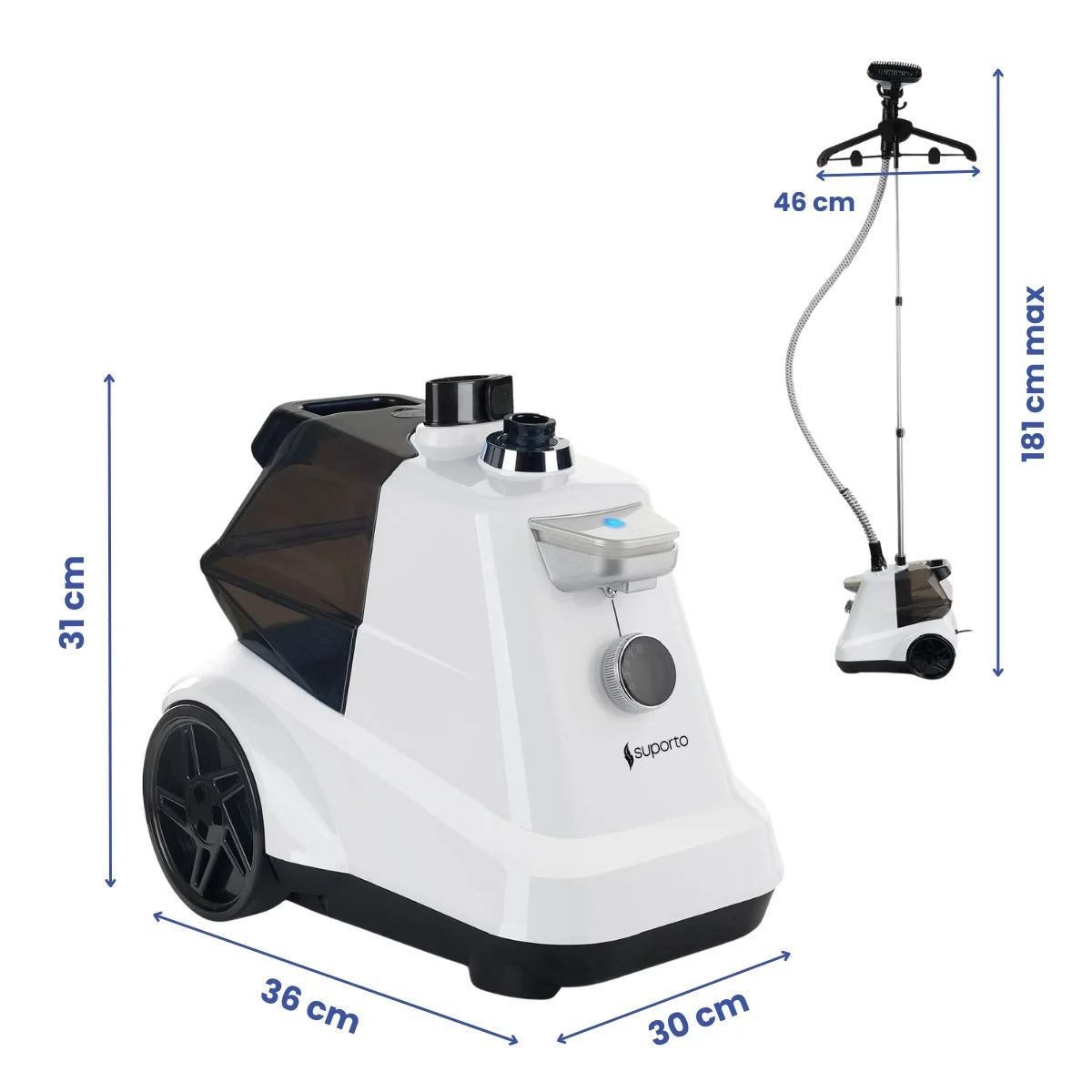 Fier de Călcat Vertical cu Aburi – Igienizare și Netezire Rapidă, 2200W. Steamer model R3 cu 4 trepte de putere. Rezervor aparat 3L, pentru 65 min de lucru, 45g/min abur continuu, Alb