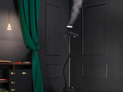 Fier de călcat vertical cu aburi. Steamer model S2 de 2200W cu 3 trepte de putere. Statie de calcat profesionala pentru hainele copiilor, fara mirosuri si fara cute. Rezervor aparat 2.9 L, pentru 64 min de lucru, 45g/min abur continuu - Bebeboo - Totul pentru copii. Jucării, Hăinuțe, Perne, Mobilier, Textile