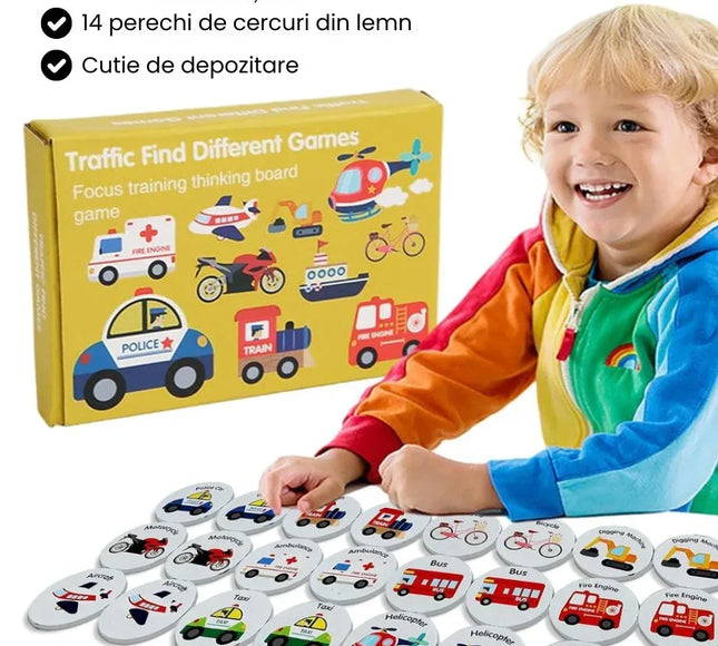 Găsește vehiculele pereche, Joc de memorie, 24 piese - Bebeboo - Totul pentru copii. Jucării, Hăinuțe, Perne, Mobilier, Textile
