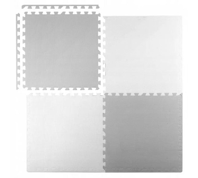 Salteluta de joaca 120 x 120 cm Ricokids 7480 - Alb - Gri - Resigilat (Unul dintre cele patru elemente este taiat) - Bebeboo - Totul pentru copii. Jucării, Hăinuțe, Perne, Mobilier, Textile