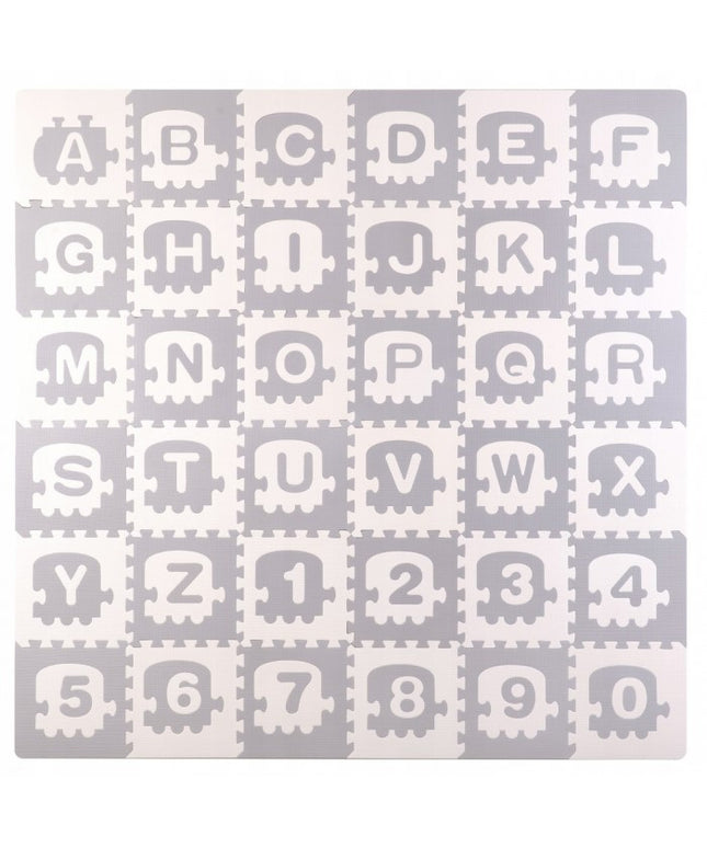 Salteluta de joaca 180 x 180 cm cu litere si cifre Ricokids 7488 - Trenulet Gri