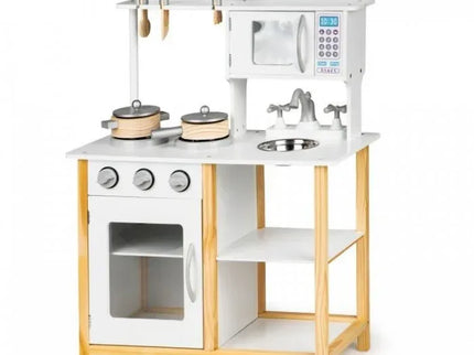 Bucatarie din lemn Ecotoys cu accesorii TK040A - Alb cu natur - Bebeboo - Totul pentru copii. Jucării, Hăinuțe, Perne, Mobilier, Textile