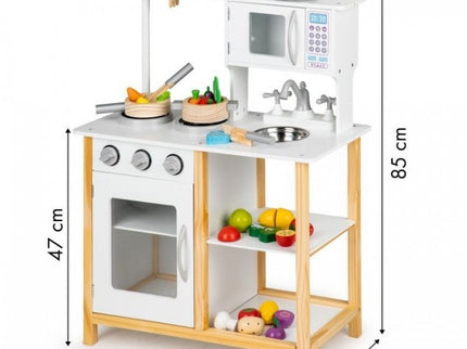 Bucatarie din lemn Ecotoys cu accesorii TK040A - Alb cu natur