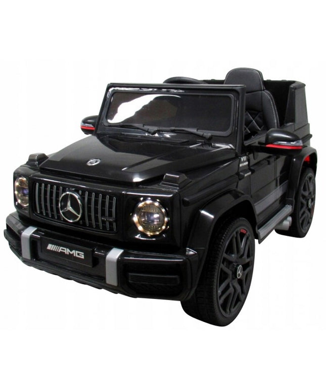 Masinuta electrica cu telecomanda, roti EVA, scaun piele Mercedes G63 - Negru