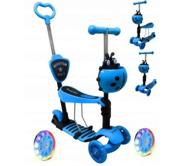 Trotineta 5 in 1, roti cu LED, platforma antiderapanta, JR R-Sport - Albastru - Bebeboo - Totul pentru copii. Jucării, Hăinuțe, Perne, Mobilier, Textile