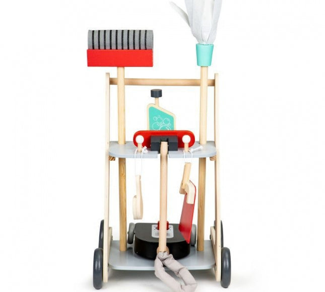 Antemergator din lemn XXL cu aspirator si elemente pentru curatenie Ecotoys 4404