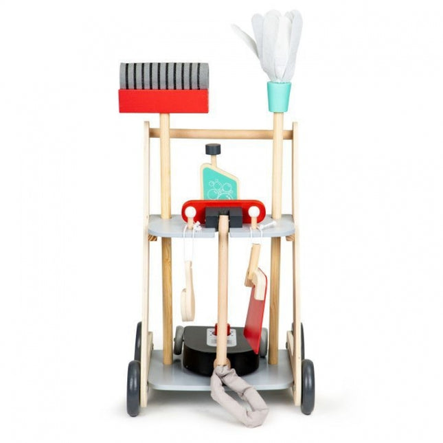 Antemergator din lemn XXL cu aspirator si elemente pentru curatenie Ecotoys 4404