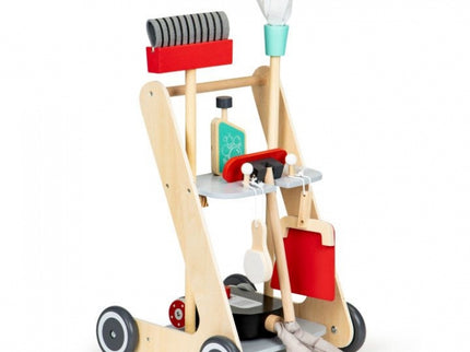 Antemergator din lemn XXL cu aspirator si elemente pentru curatenie Ecotoys 4404