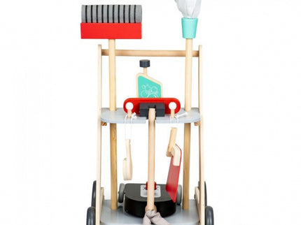Antemergator din lemn XXL cu aspirator si elemente pentru curatenie Ecotoys 4404