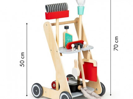 Antemergator din lemn XXL cu aspirator si elemente pentru curatenie Ecotoys 4404