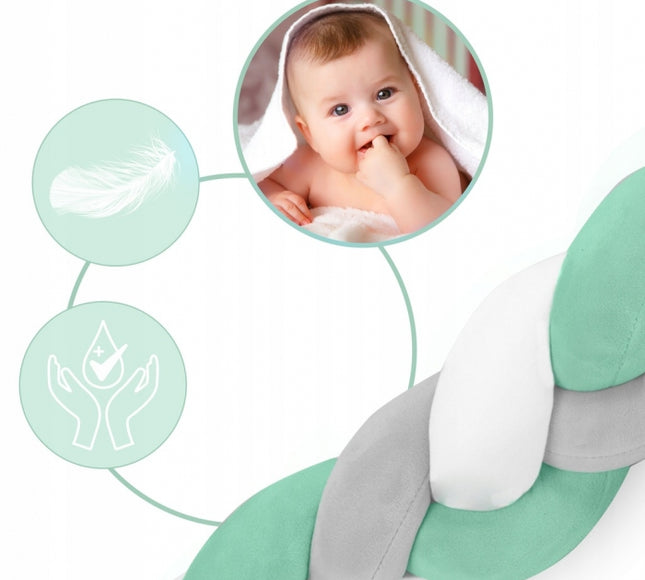 Protectie laterala pentru patut, impletita, 3 m, Ricokids 722102 - Verde