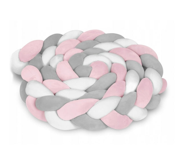 Protectie laterala pentru patut, impletita, 3 m, Ricokids 722103 - Roz