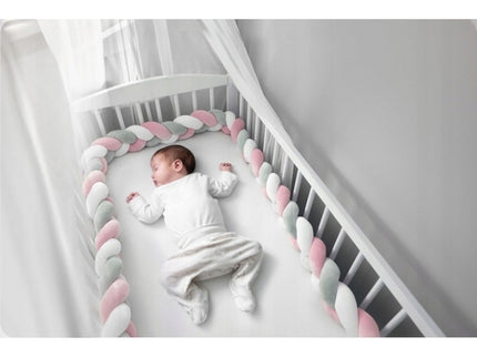 Protectie laterala pentru patut, impletita, 3 m, Ricokids 722103 - Roz